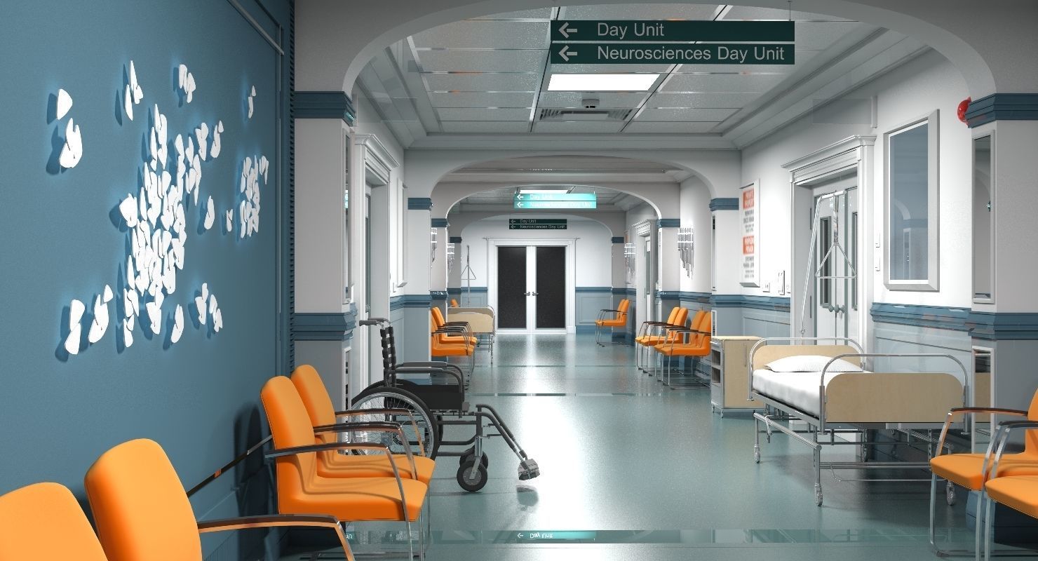 Hospital Hallway 3 Modular  3D model_5