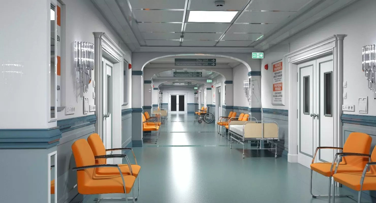 Hospital Hallway 3 Modular  3D model_0