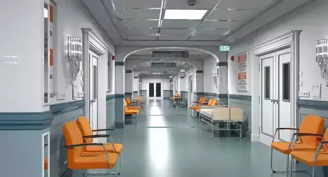 Hospital Hallway 3 Modular  3D model