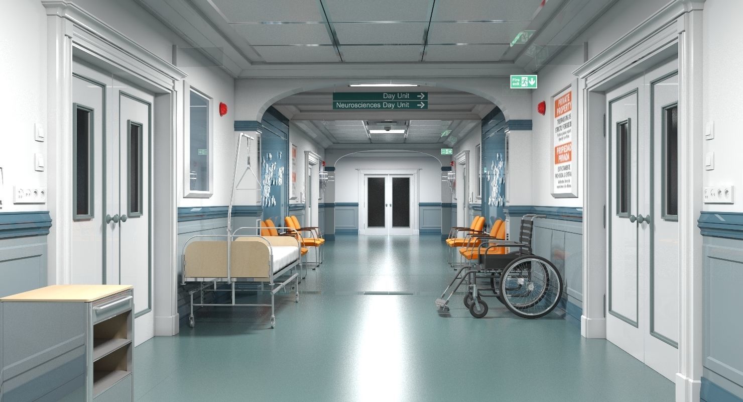 Hospital Hallway 3 Modular  3D model_1