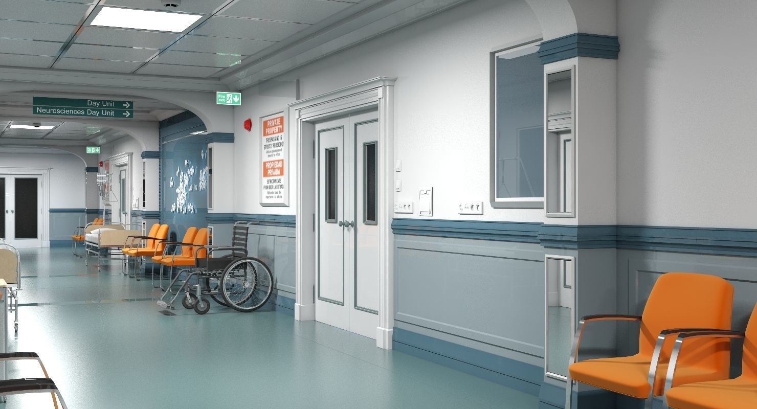 Hospital Hallway 3 Modular  3D model_4