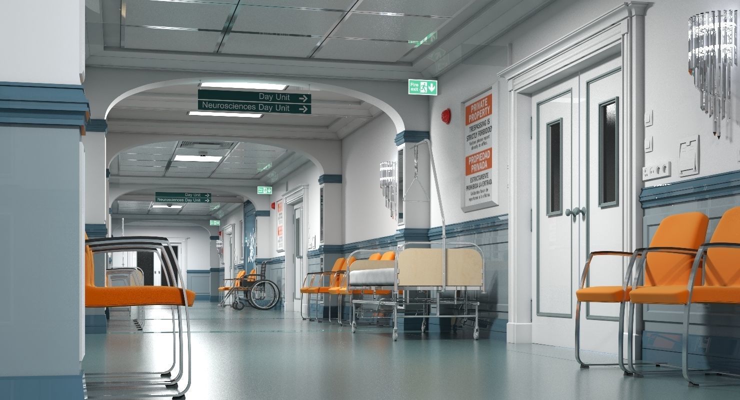 Hospital Hallway 3 Modular  3D model_2