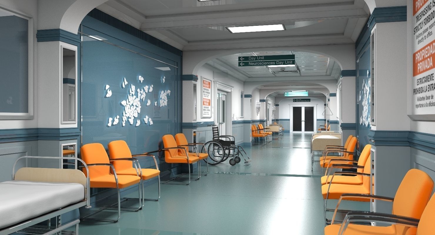 Hospital Hallway 3 Modular  3D model_3