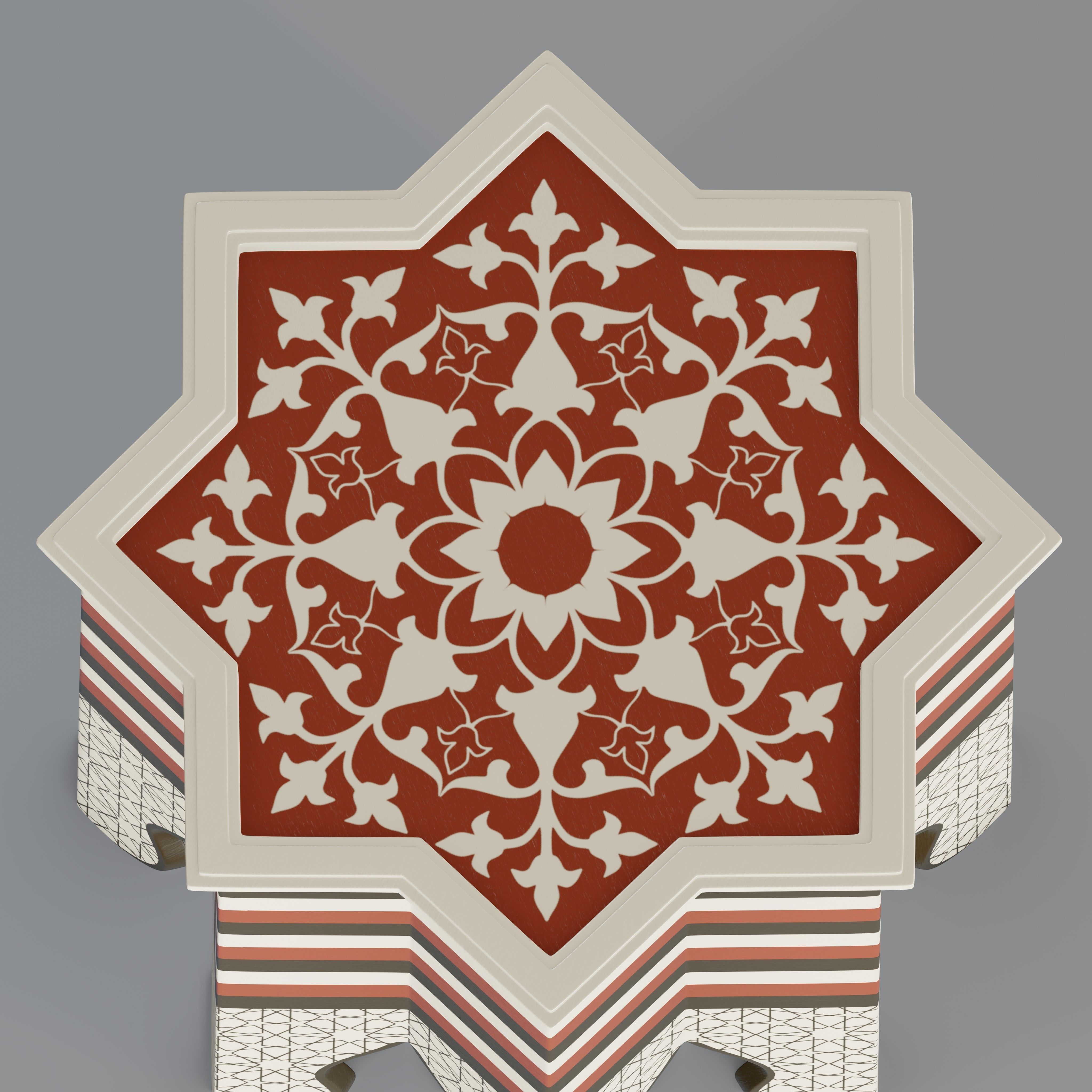 Moroccan star table 3D model_1