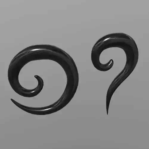 Earring 2 pair of spiral ear plugs Low-poly 3D model