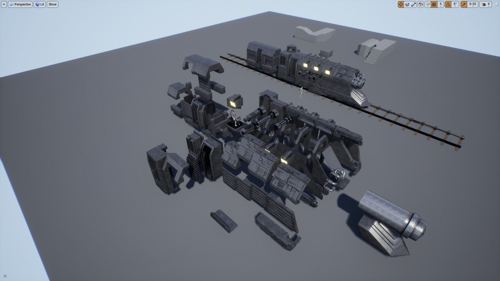 Armored Train Kitbash Unreal Engine Asset  Low-poly 3D model_3
