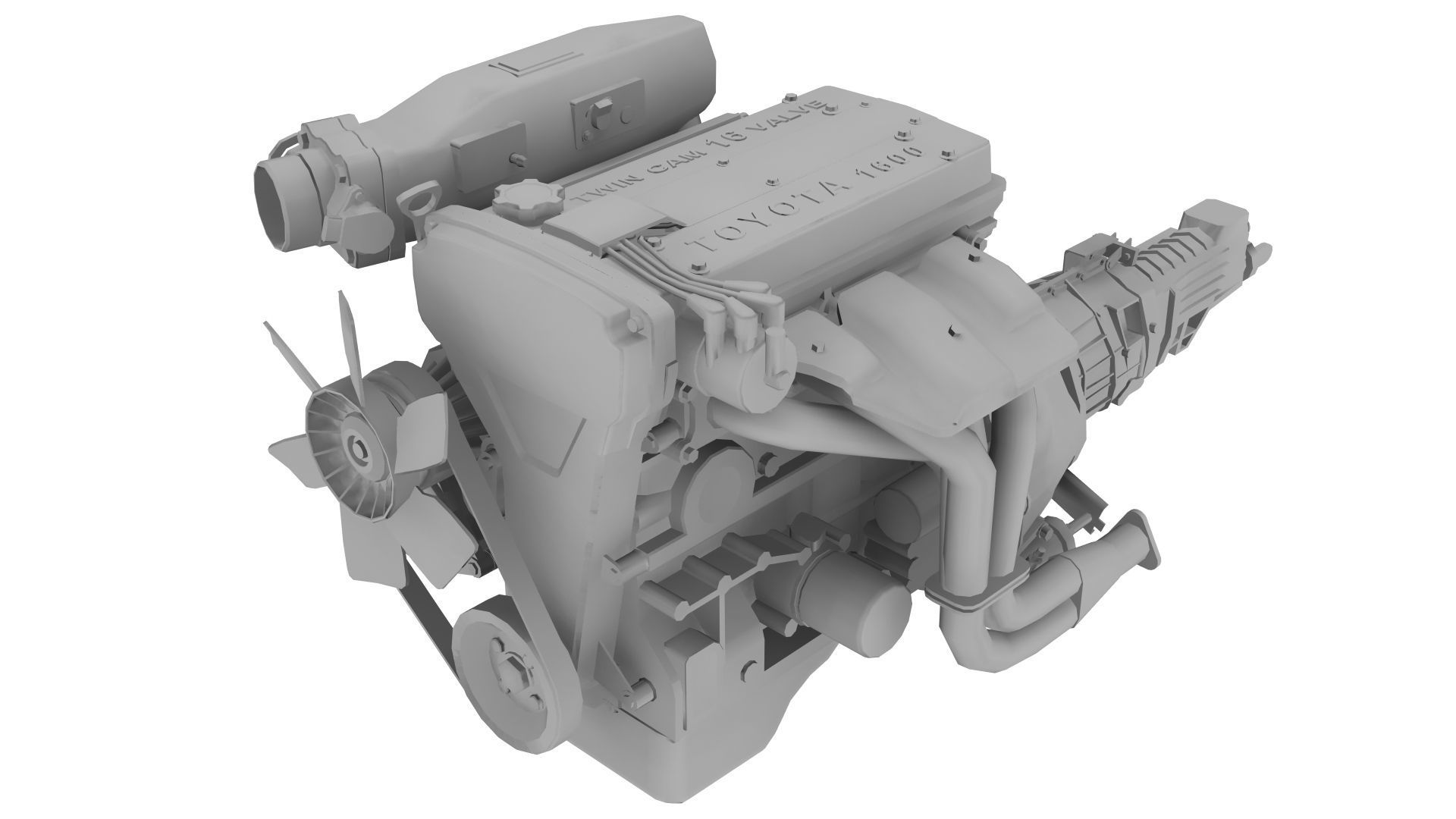 Toyota 4AGE Redtop engine Low-poly 3D model_2