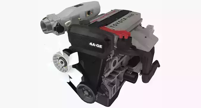 Toyota 4AGE Redtop engine Low-poly 3D model