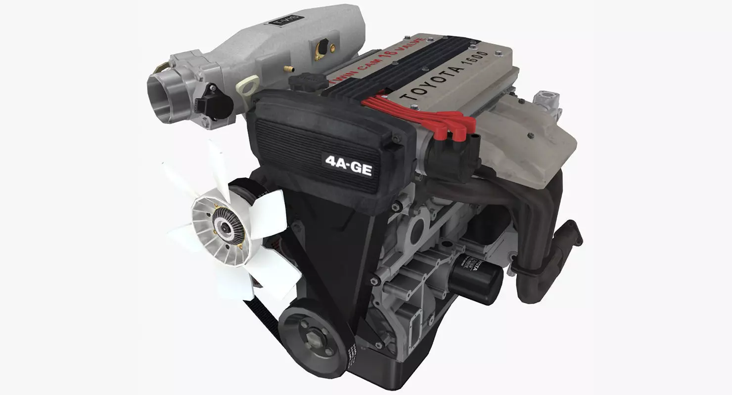 Toyota 4AGE Redtop engine Low-poly 3D model_0