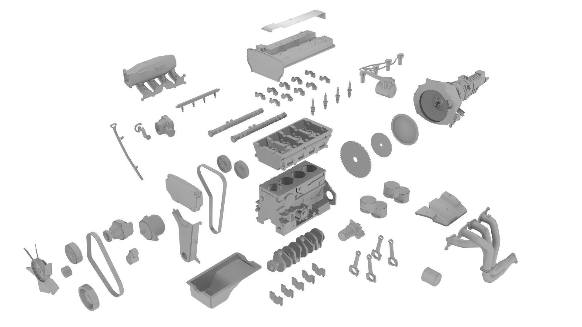 Toyota 4AGE Redtop engine Low-poly 3D model_14