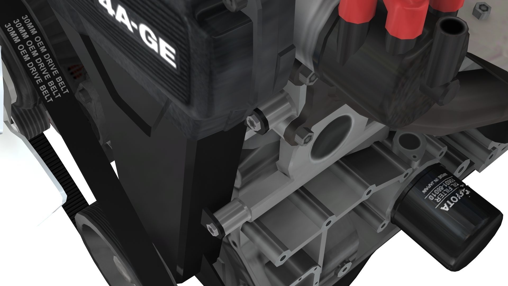 Toyota 4AGE Redtop engine Low-poly 3D model_18