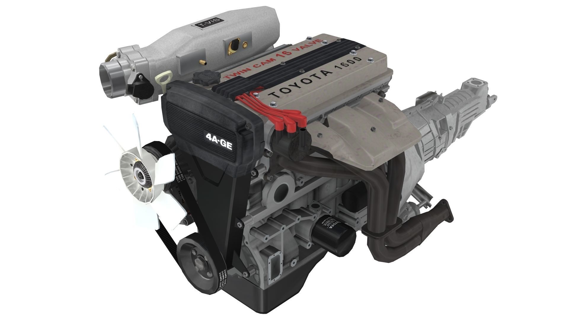 Toyota 4AGE Redtop engine Low-poly 3D model_1