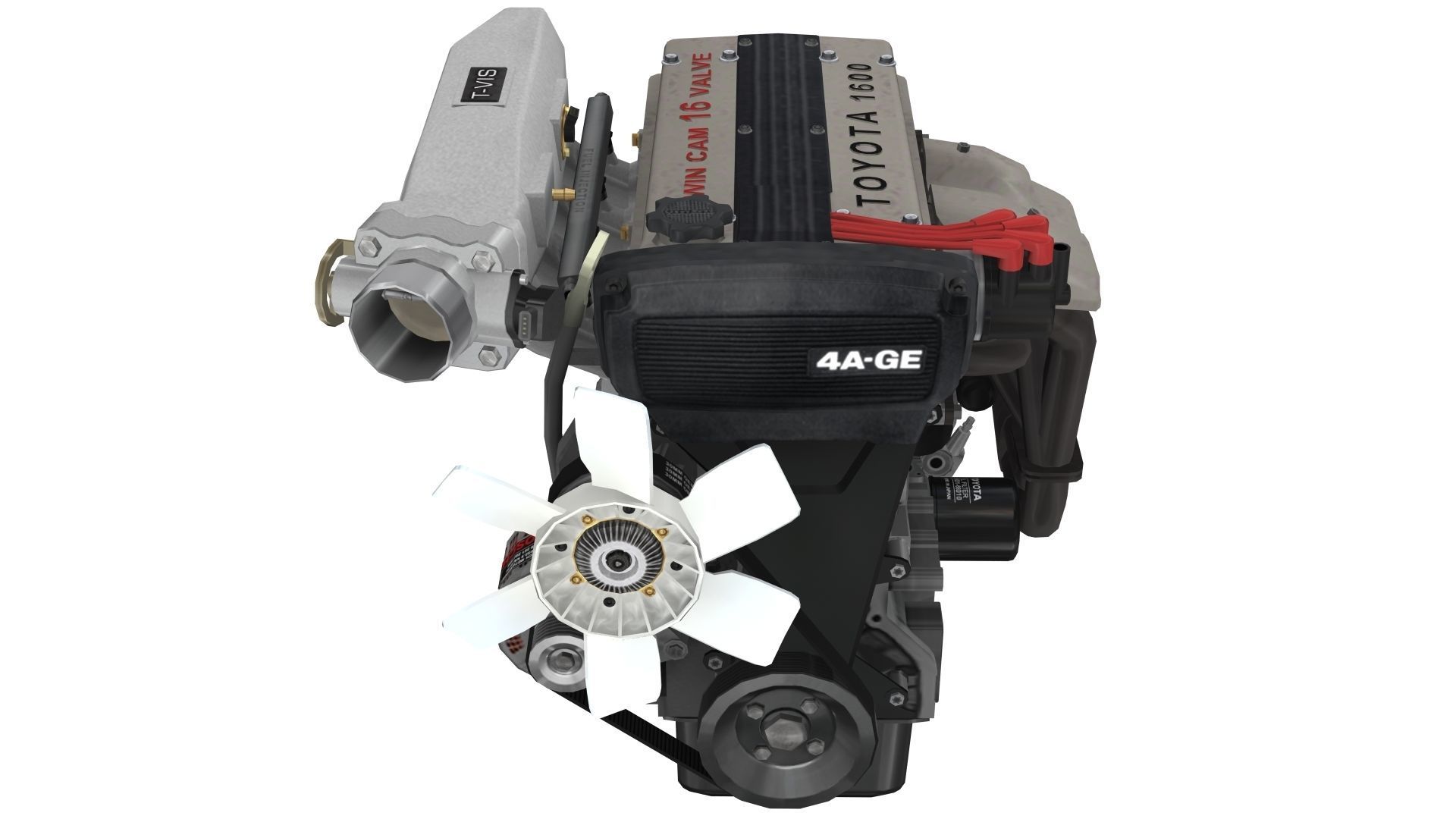 Toyota 4AGE Redtop engine Low-poly 3D model_17