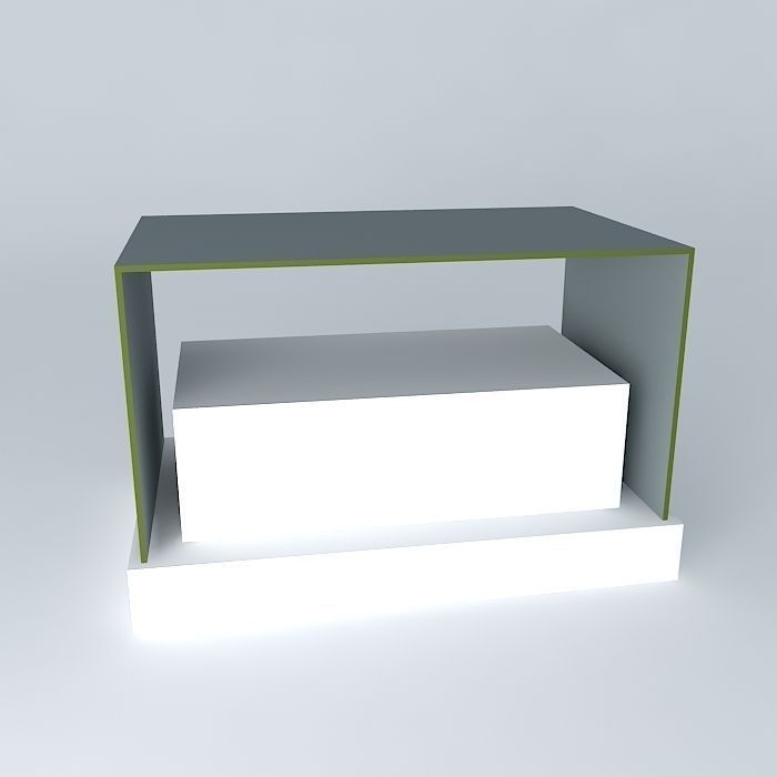 Night Table / Bedside - glass and lacquer Free 3D model_2
