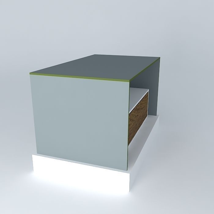 Night Table / Bedside - glass and lacquer Free 3D model_1