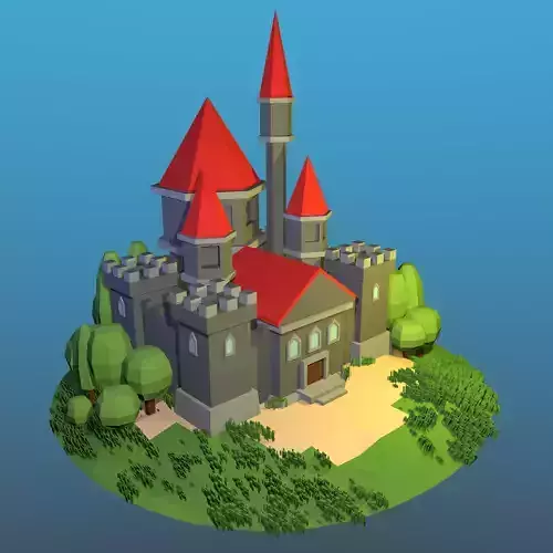 LowPolyCastle castle on island