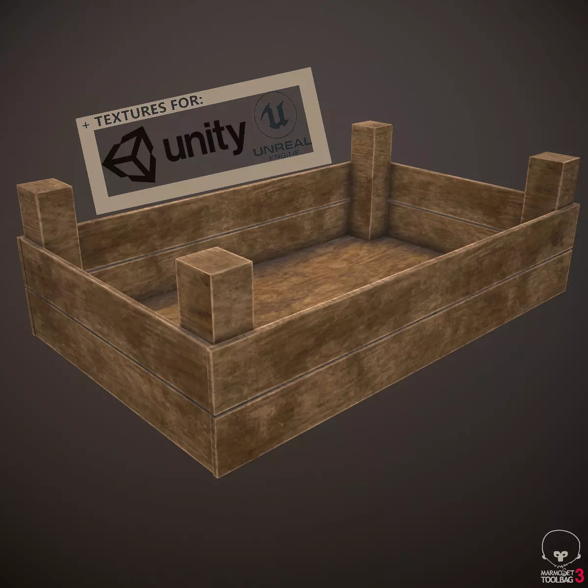 Crate wooden Free low-poly 3D model