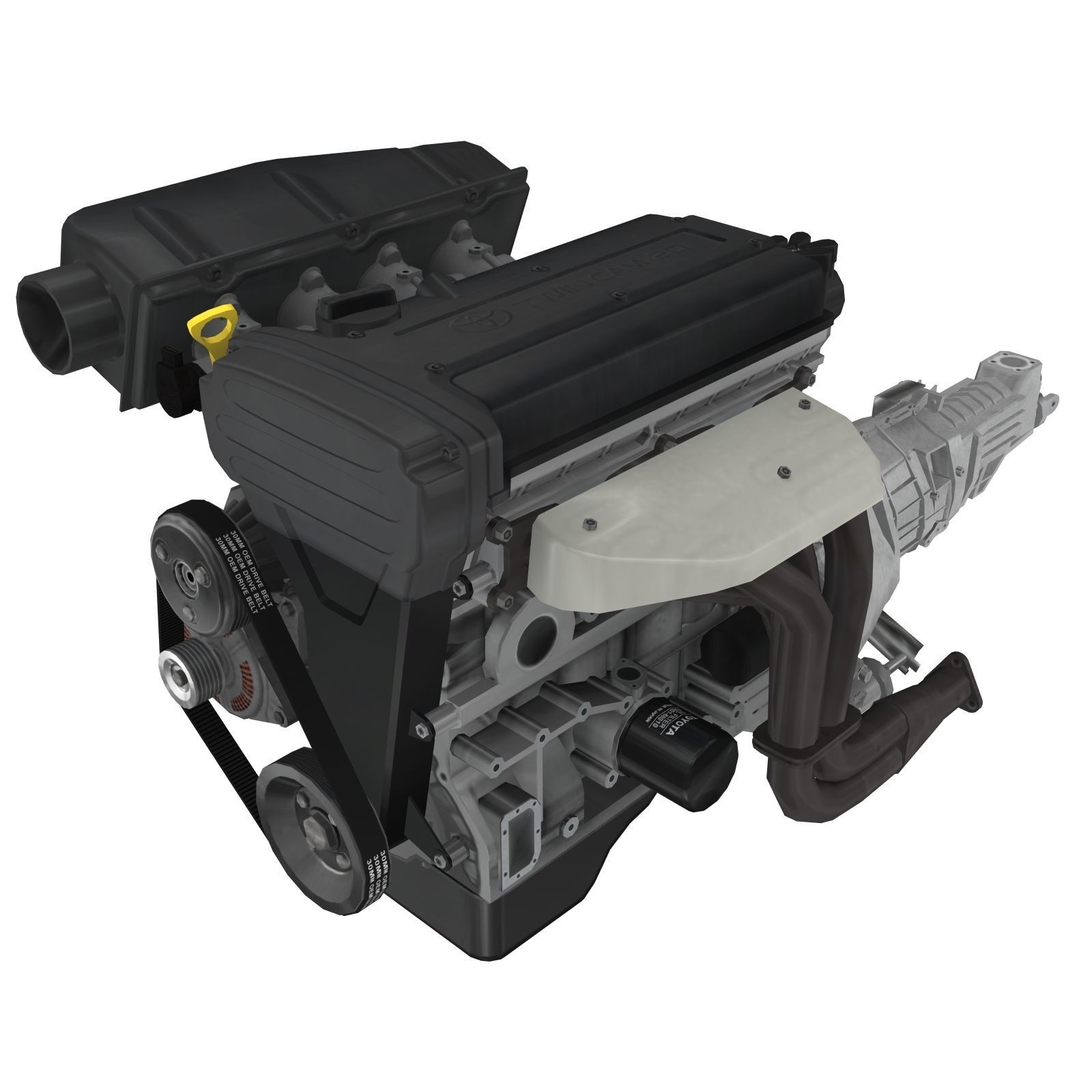 Toyota 4AGE Blacktop 20v engine Low-poly 3D model_1