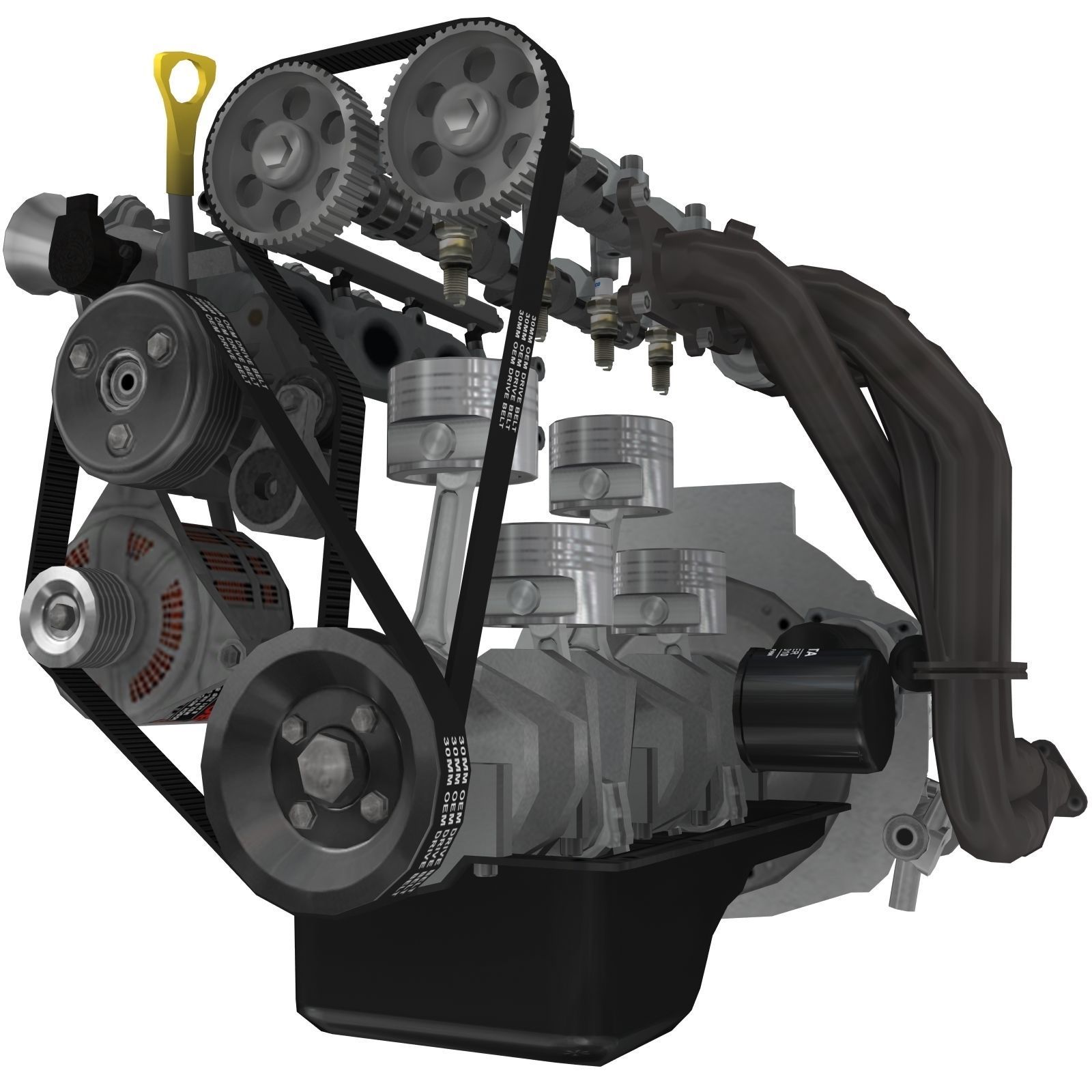 Toyota 4AGE Blacktop 20v engine Low-poly 3D model_19