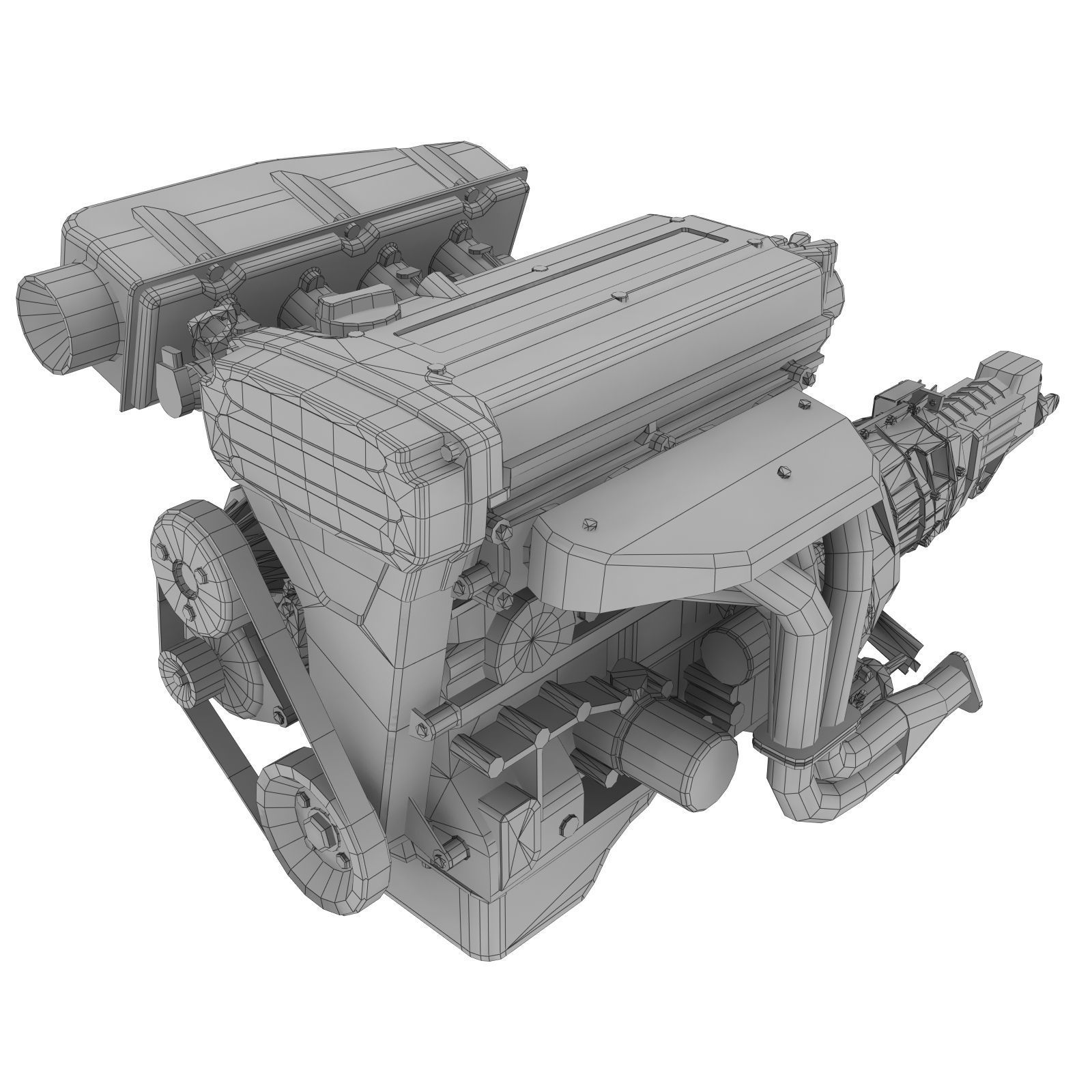 Toyota 4AGE Blacktop 20v engine Low-poly 3D model_3
