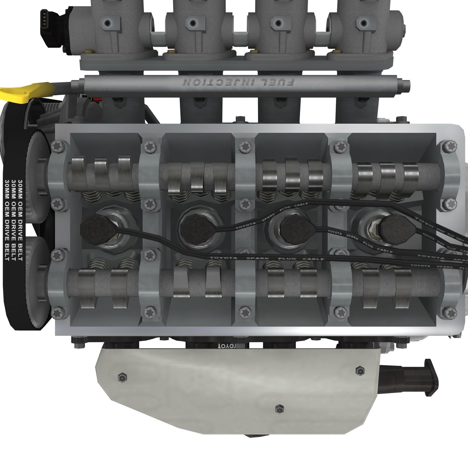 Toyota 4AGE Blacktop 20v engine Low-poly 3D model_18