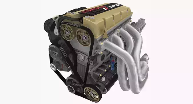 Toyota TRD 4AGE Formula Atlantic engine Low-poly 3D model