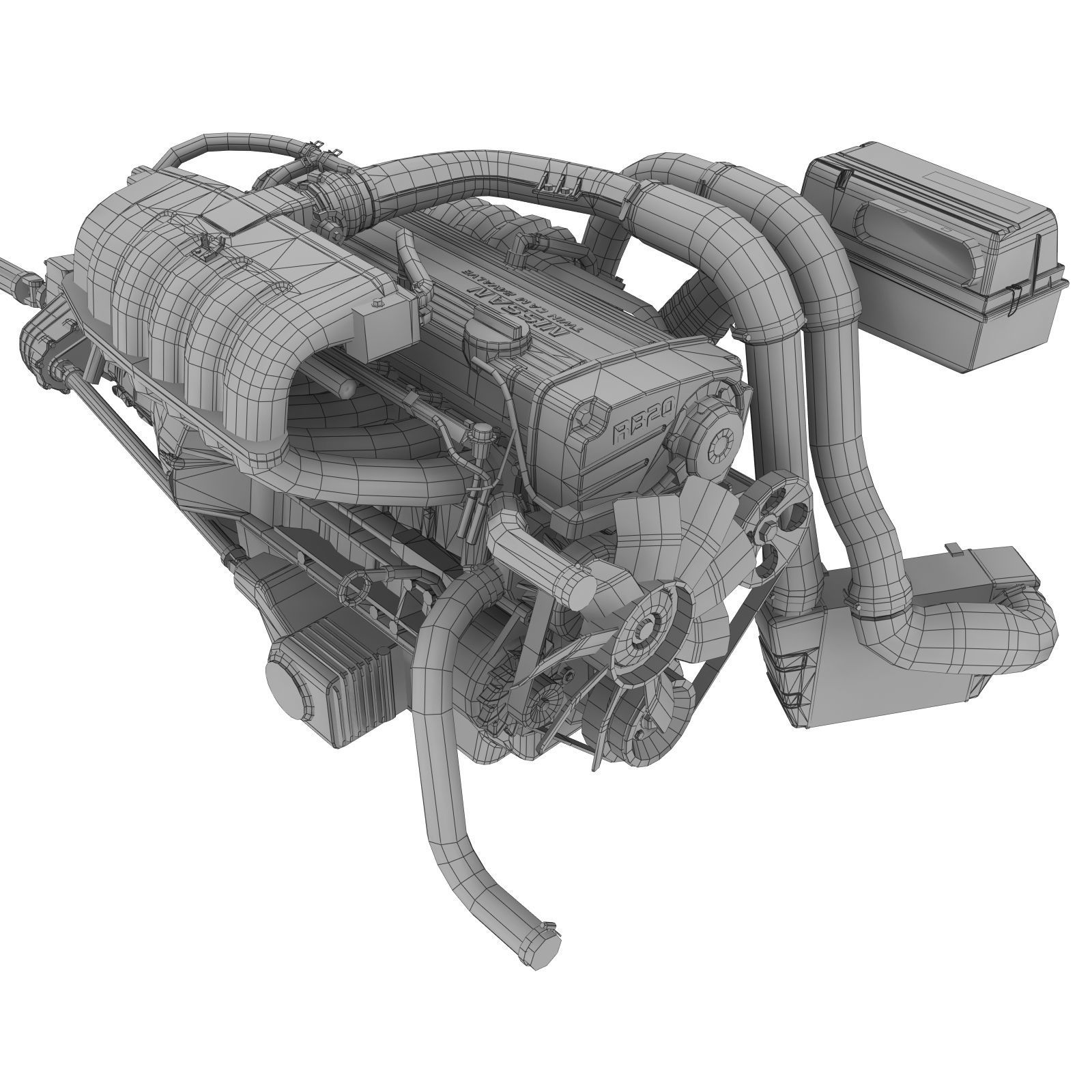 Nissan RB20DETR engine Low-poly 3D model_6