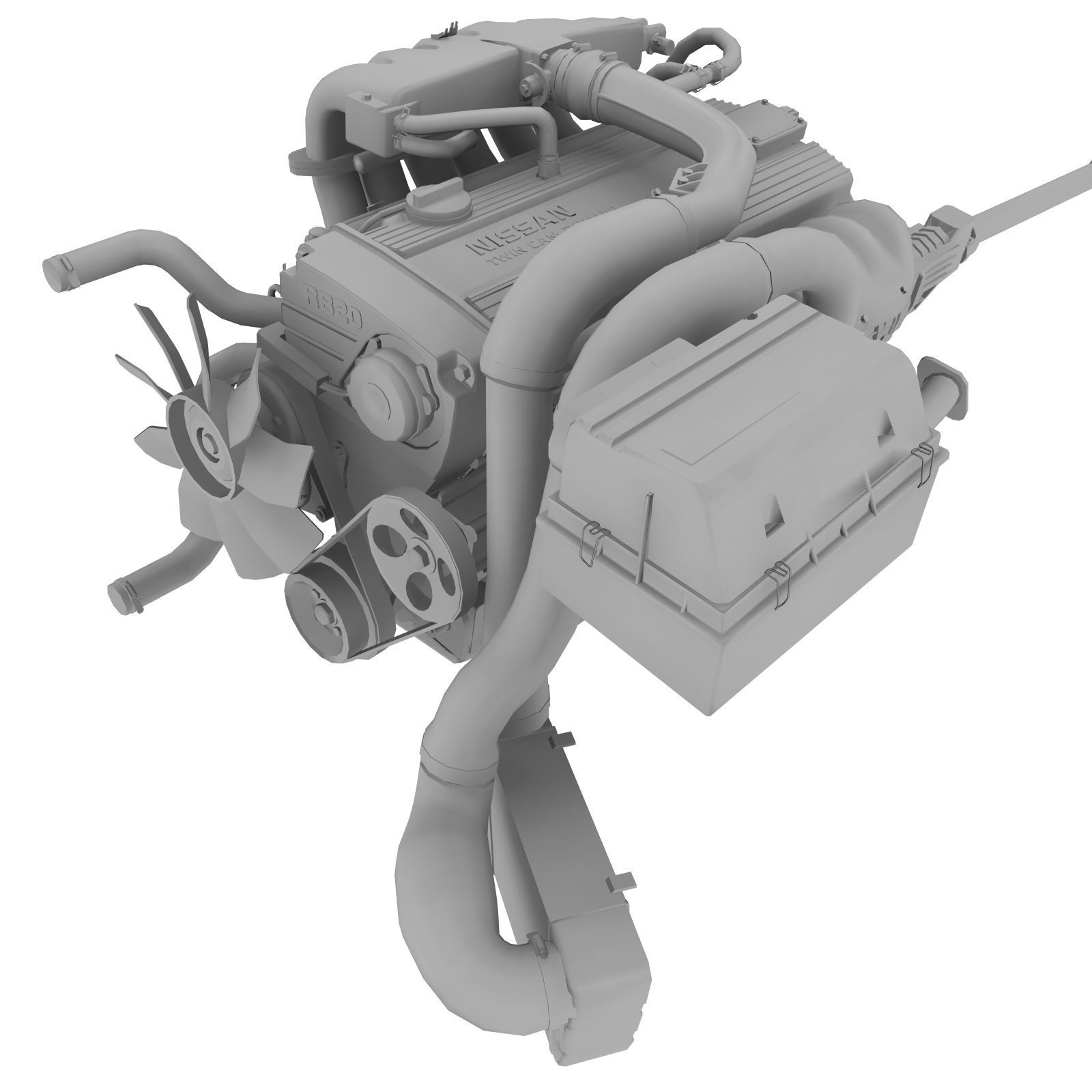 Nissan RB20DETR engine Low-poly 3D model_2