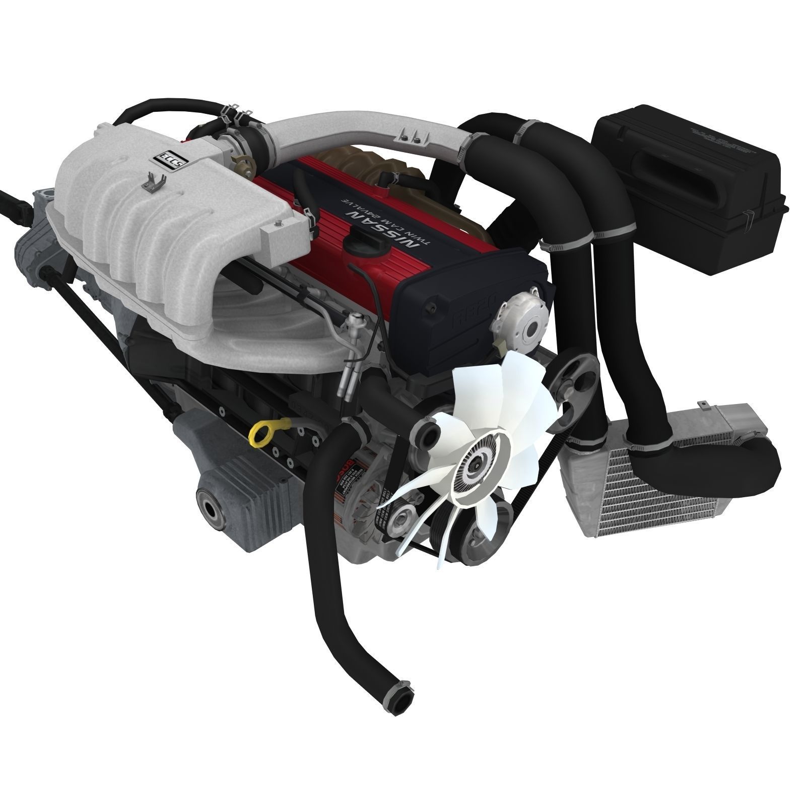 Nissan RB20DETR engine Low-poly 3D model_4