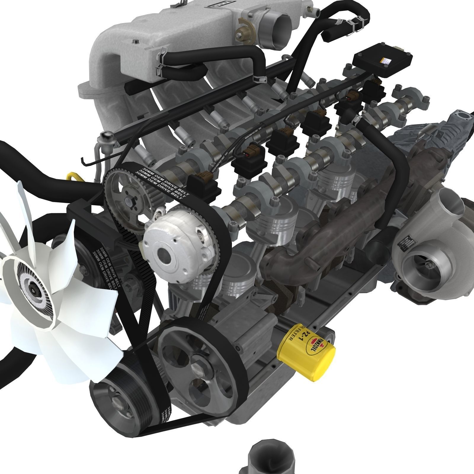 Nissan RB20DETR engine Low-poly 3D model_19