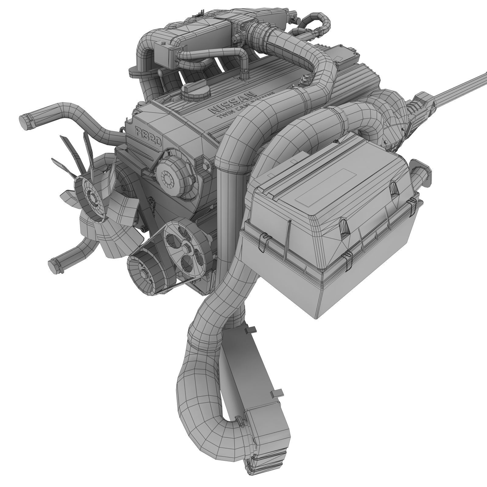 Nissan RB20DETR engine Low-poly 3D model_3