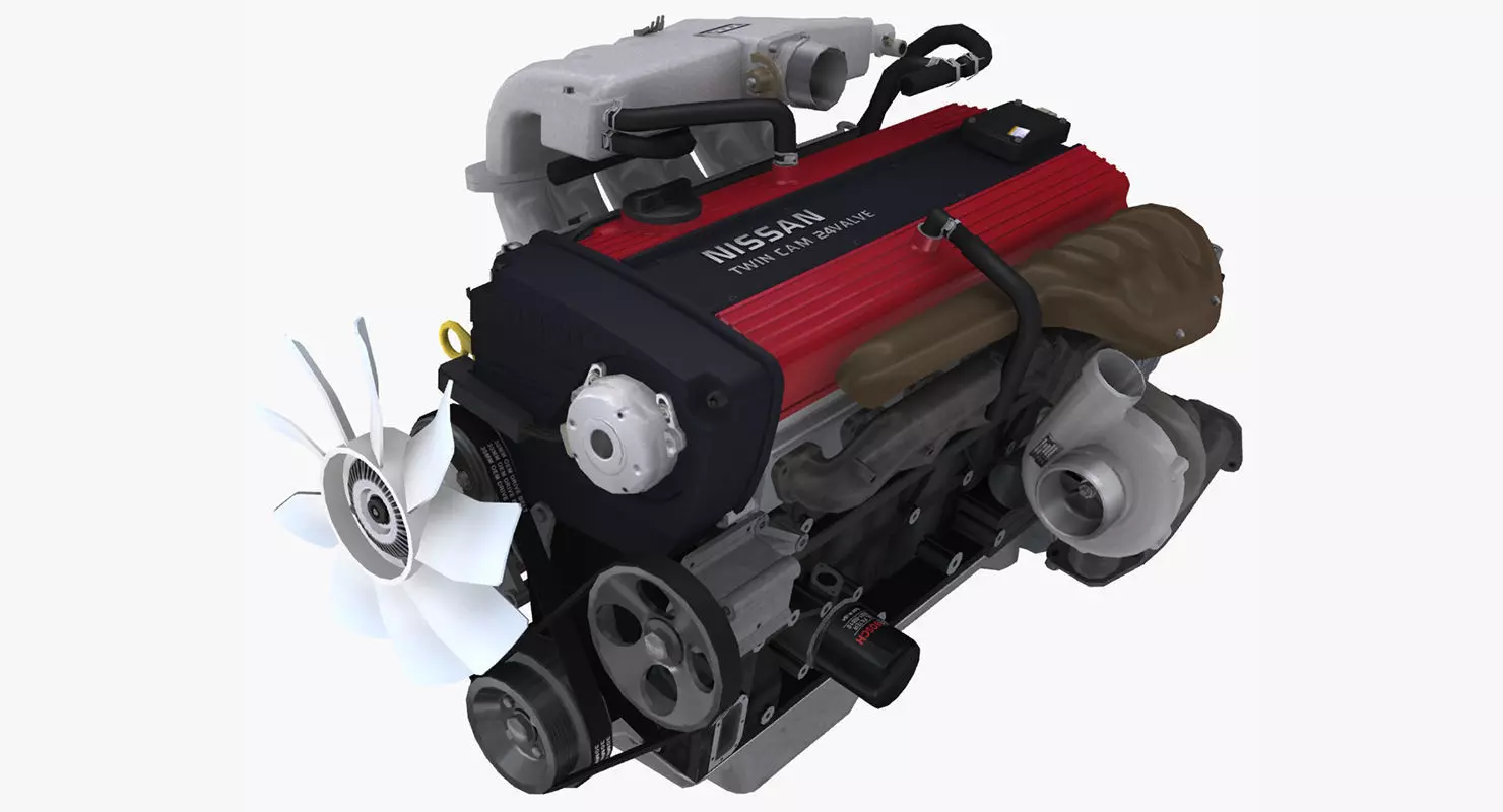 Nissan RB20DETR engine Low-poly 3D model_0