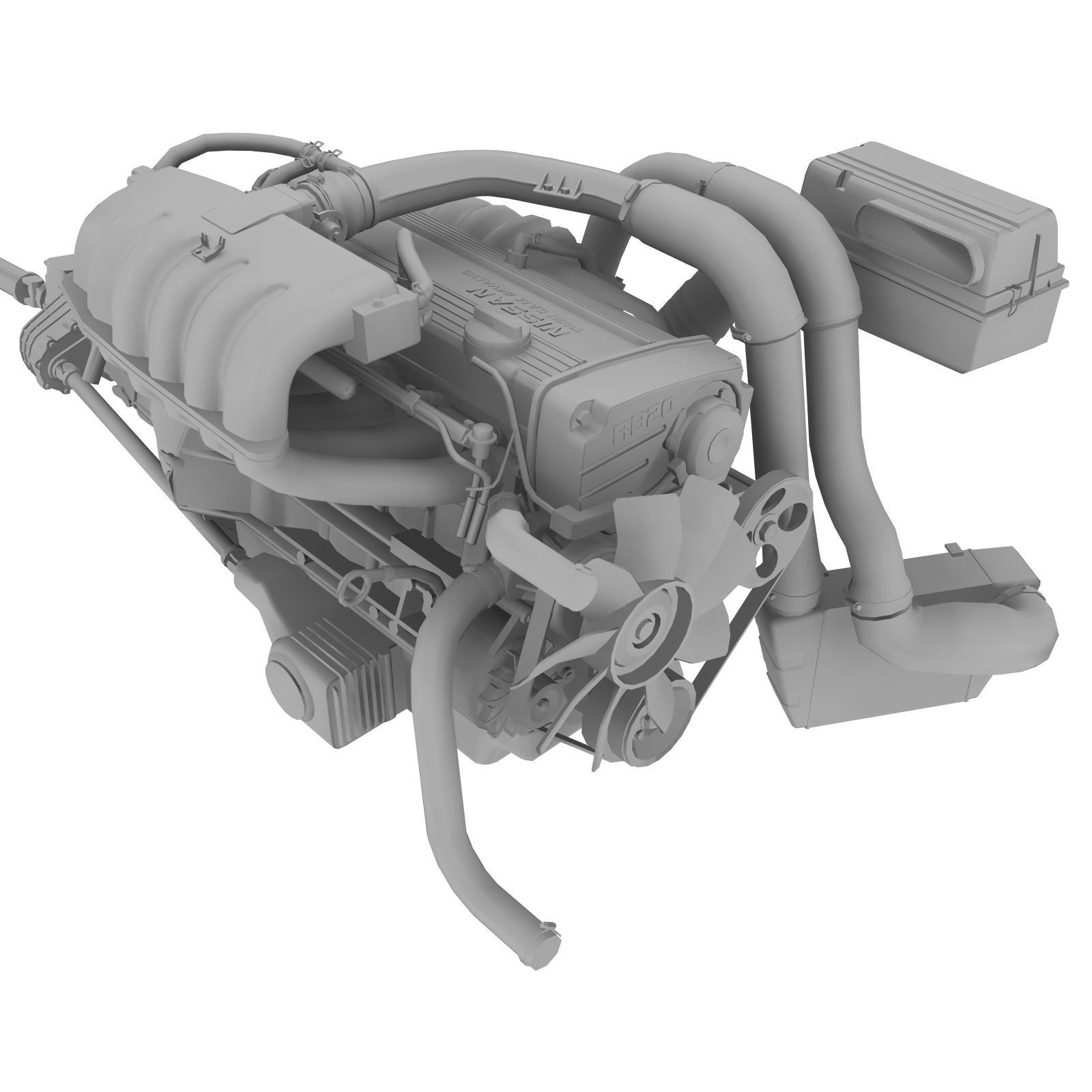Nissan RB20DETR engine Low-poly 3D model_5