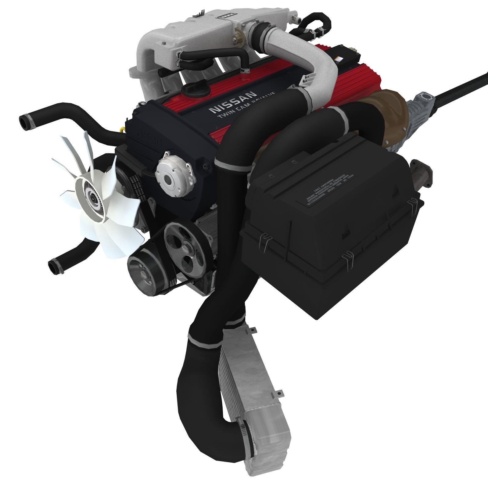 Nissan RB20DETR engine Low-poly 3D model_1