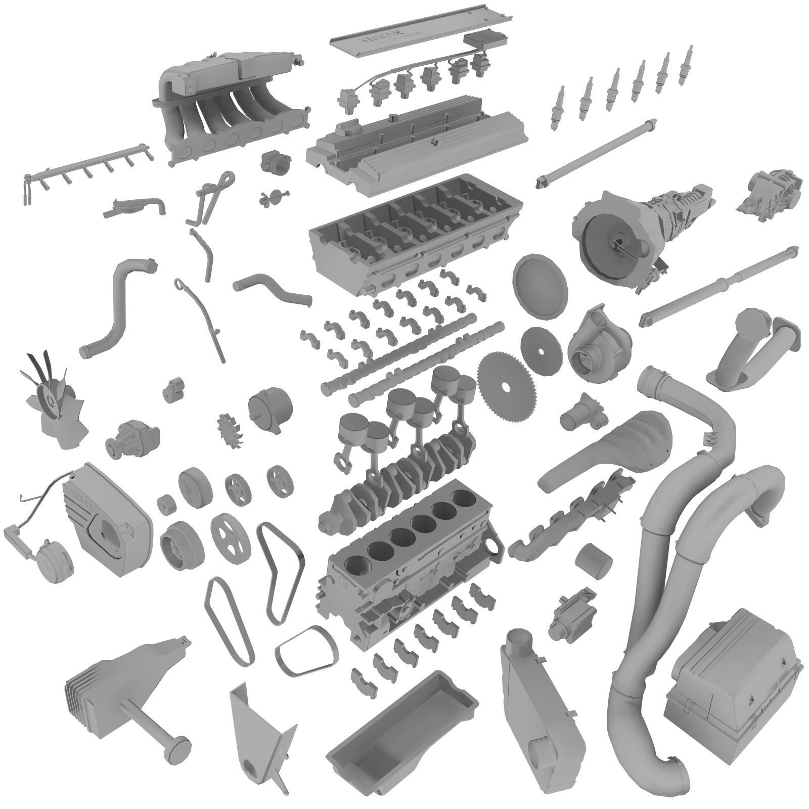 Nissan RB20DETR engine Low-poly 3D model_14