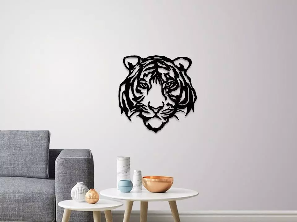 Tiger face wall decoration 3D print model_0