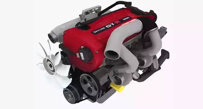Nissan RB26DETT R34 GTR engine Low-poly 3D model