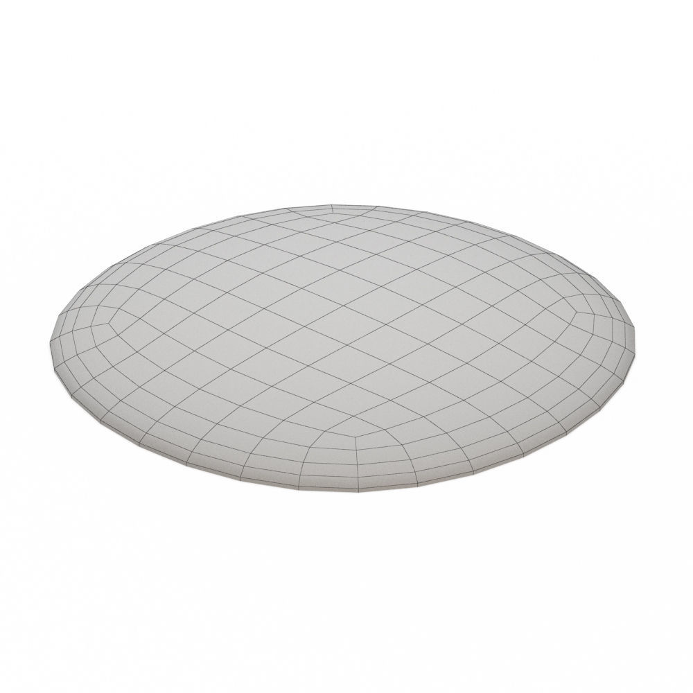 Round yellow carpet fur 3D model_4