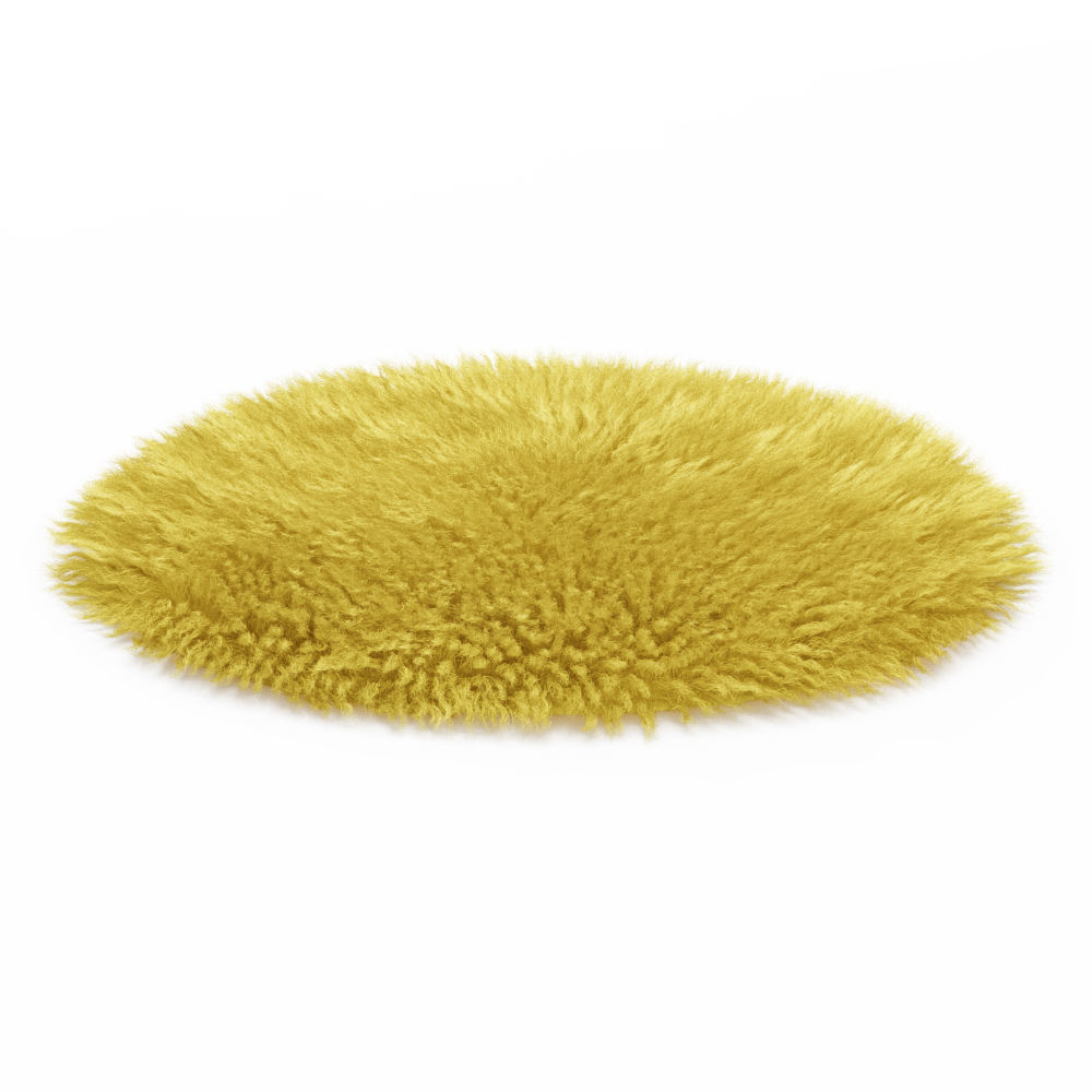 Round yellow carpet fur 3D model_1