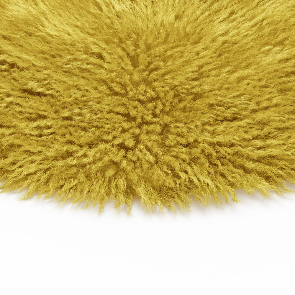 Round yellow carpet fur 3D model_3