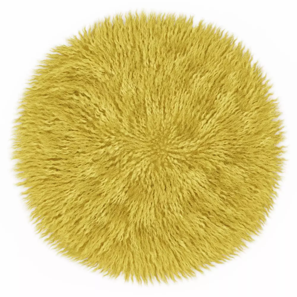 Round yellow carpet fur 3D model_0