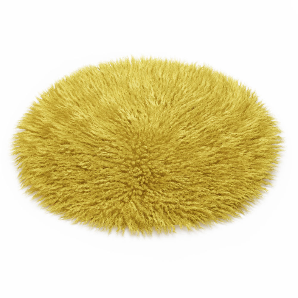 Round yellow carpet fur 3D model_2