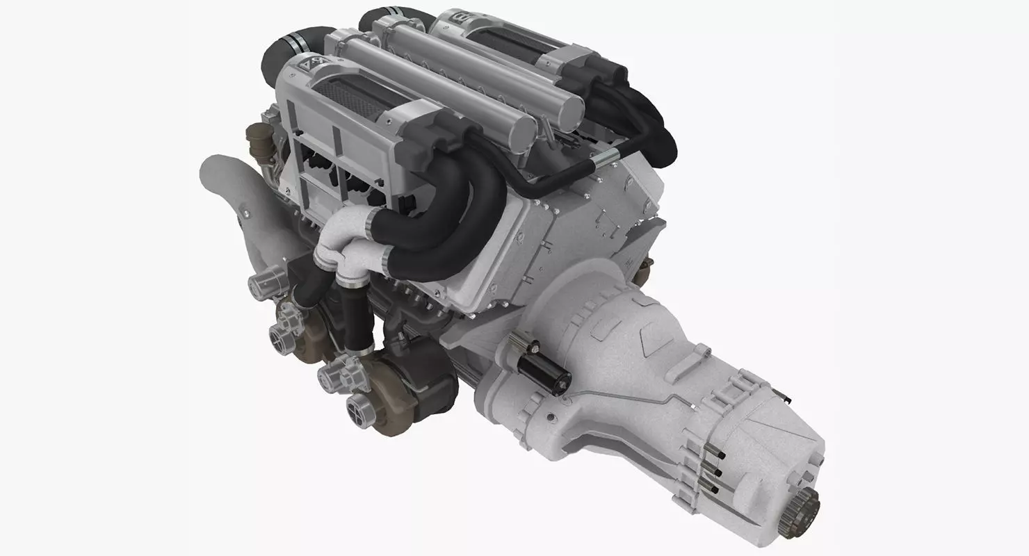 Bugatti Veyron W16 engine Low-poly 3D model_0