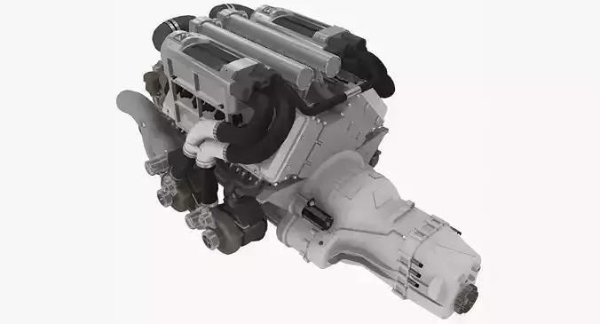 Bugatti Veyron W16 engine Low-poly 3D model