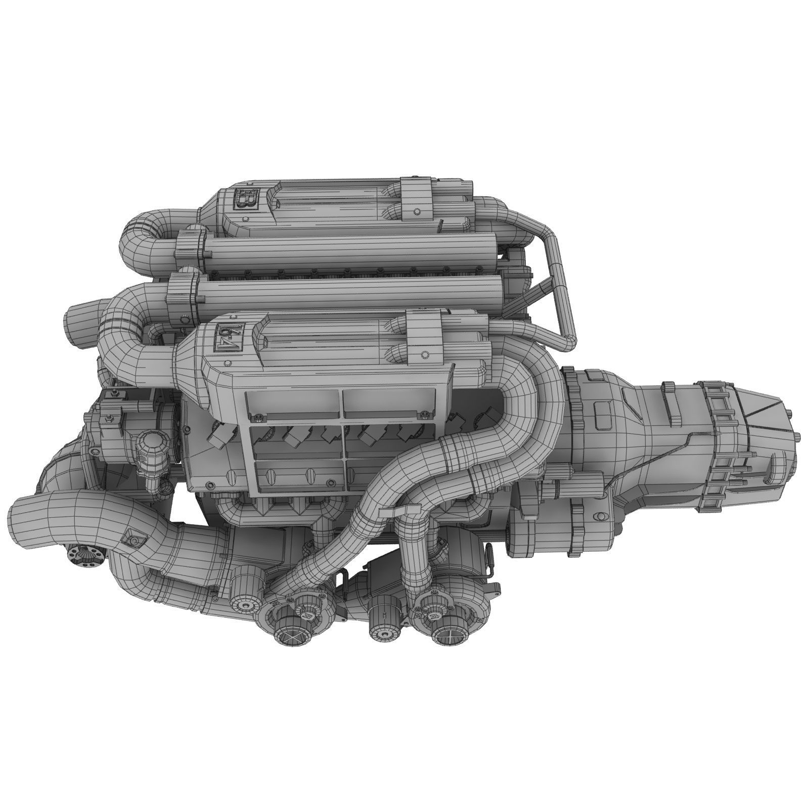 Bugatti Veyron W16 engine Low-poly 3D model_15