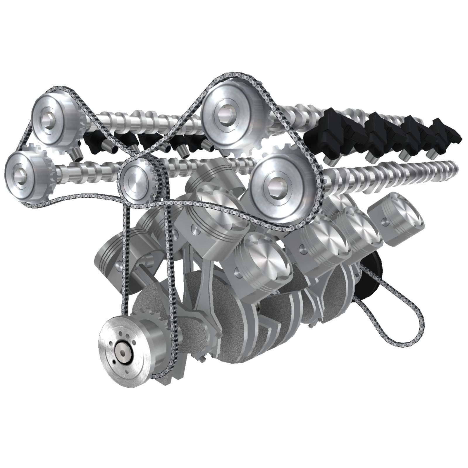 Bugatti Veyron W16 engine Low-poly 3D model_18