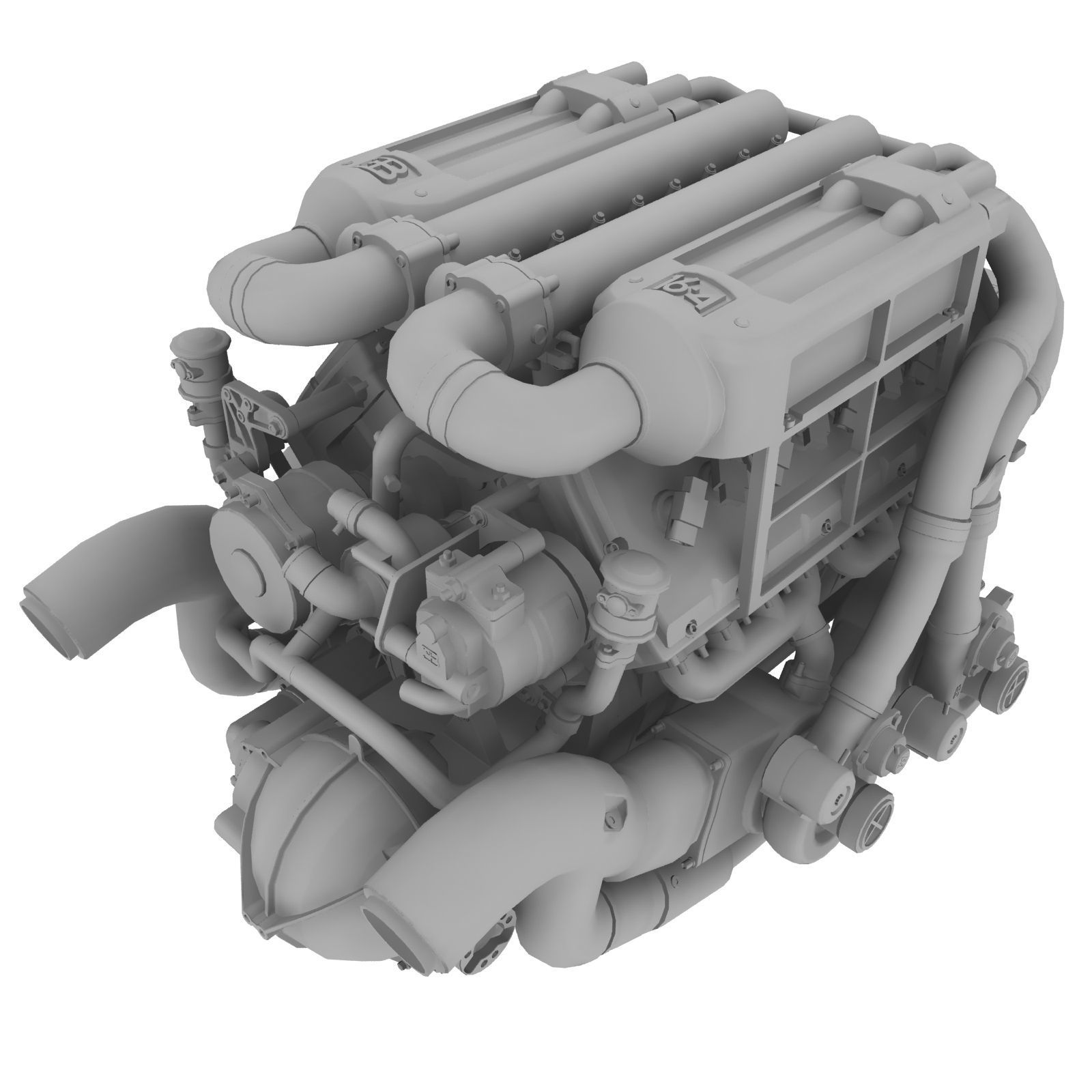 Bugatti Veyron W16 engine Low-poly 3D model_2