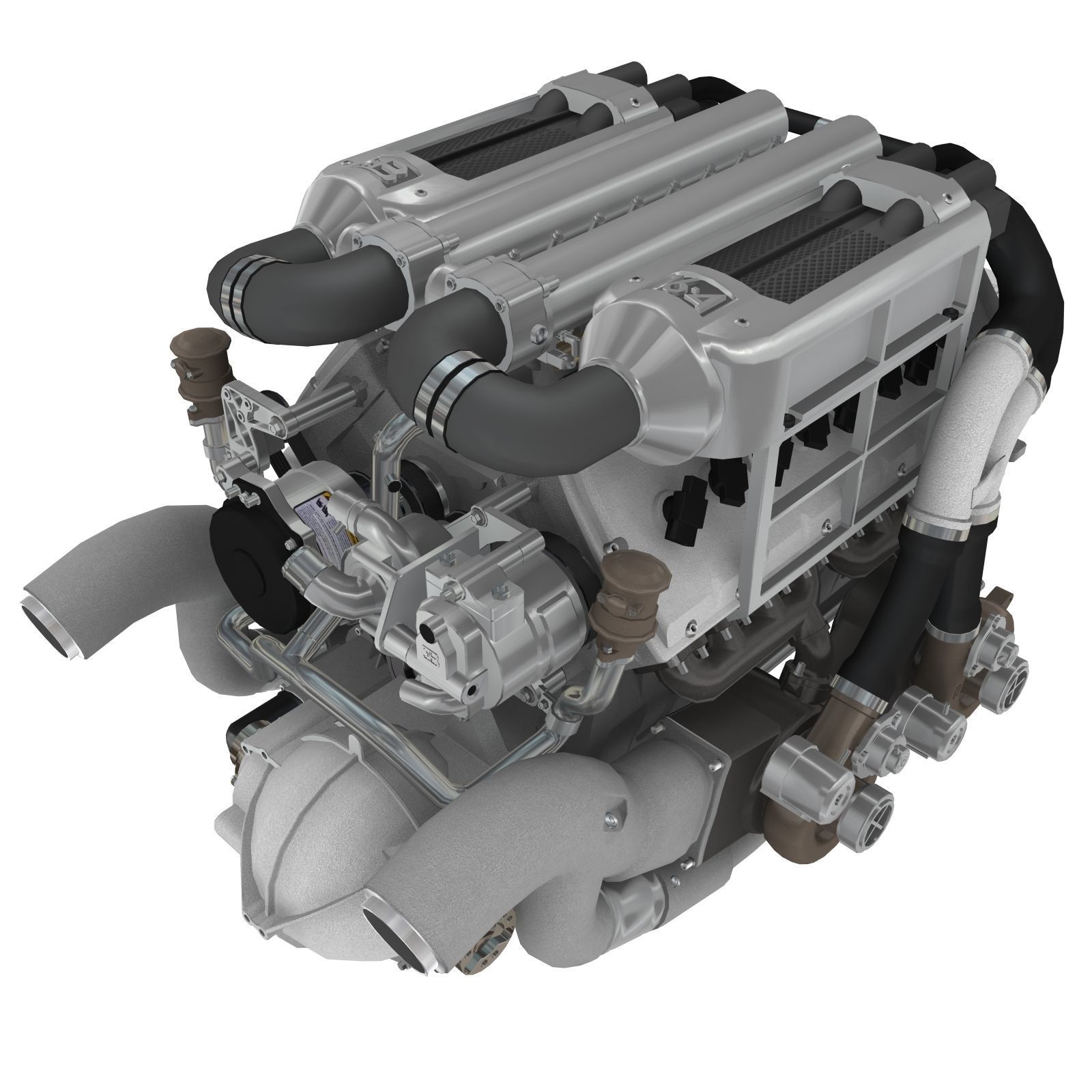 Bugatti Veyron W16 engine Low-poly 3D model_1