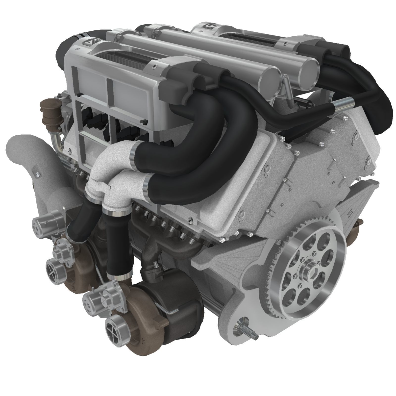 Bugatti Veyron W16 engine Low-poly 3D model_16