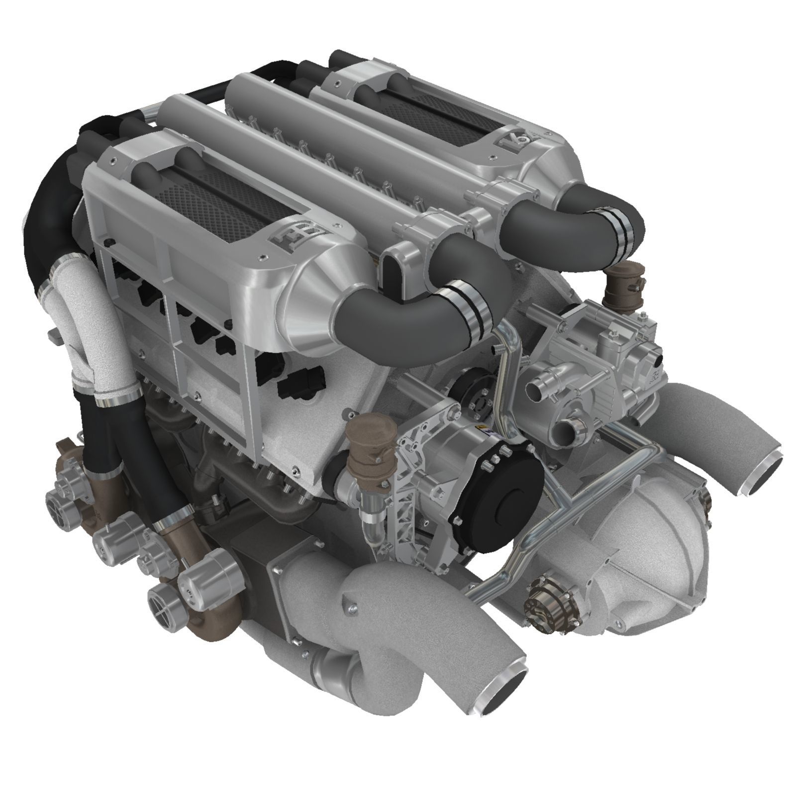 Bugatti Veyron W16 engine Low-poly 3D model_4